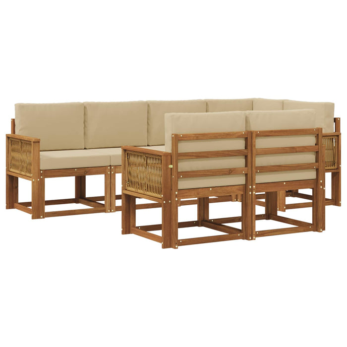 Set de canapele de exterior 7 pcs Natural și Bej Poliester WALTI