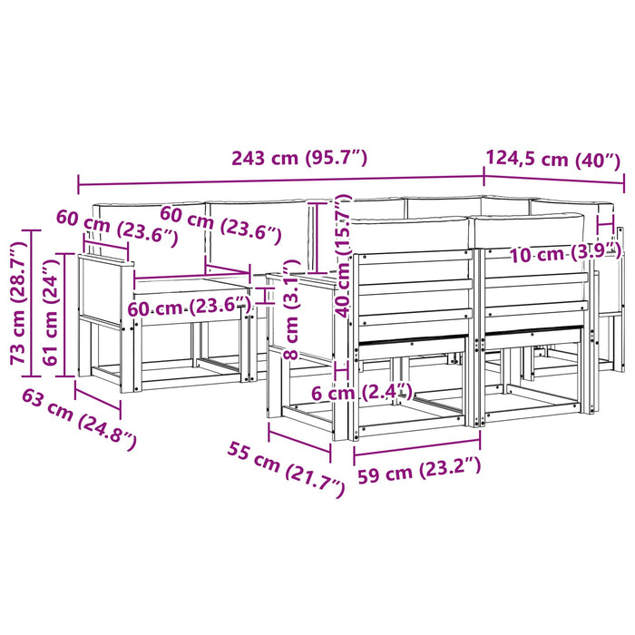 Set de canapele de exterior 7 pcs Natural și Bej Poliester WALTI