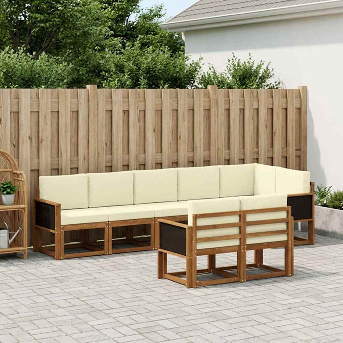 Set de canapele de exterior 8 pcs Natural și Crem Poliester WALTI