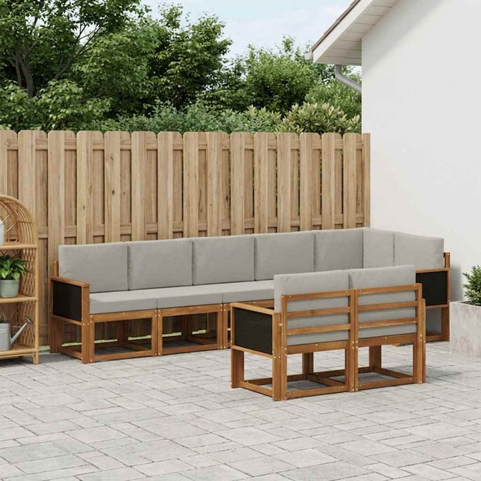 Set de canapele de exterior 8 pcs Natural și gri deschis WALTI