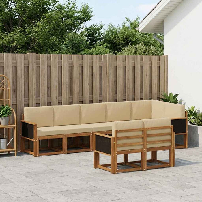 Set de canapele de exterior 8 pcs Natural și Bej Poliester WALTI