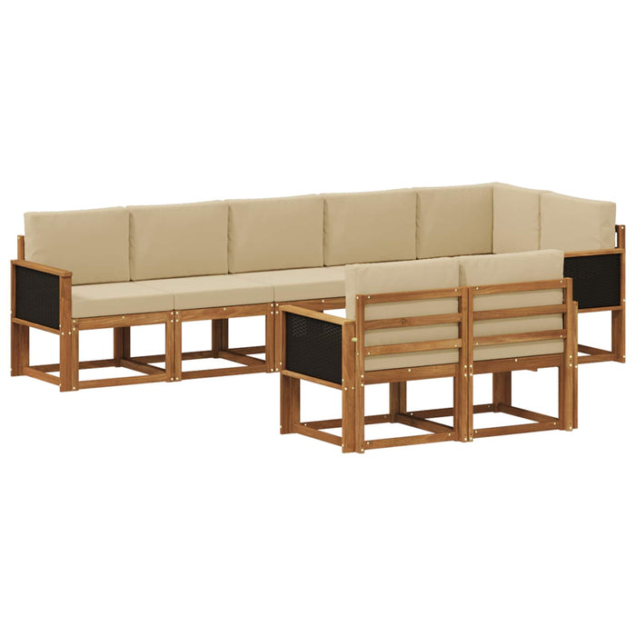 Set de canapele de exterior 8 pcs Natural și Bej Poliester WALTI