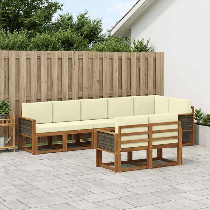 Set de canapele de exterior 8 pcs Natural și Crem Poliester WALTI