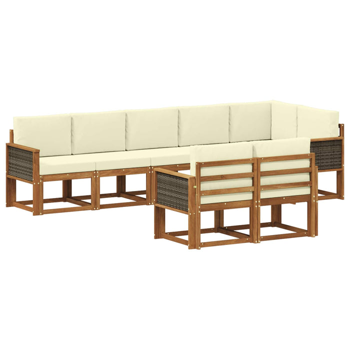 Set de canapele de exterior 8 pcs Natural și Crem Poliester WALTI