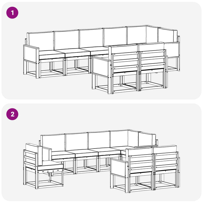 Set de canapele de exterior 8 pcs Natural și gri deschis WALTI