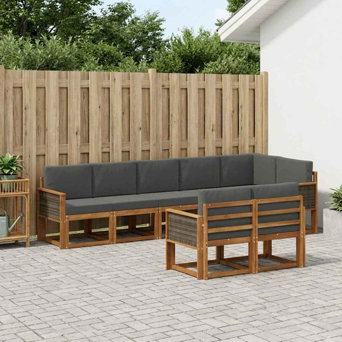 Set de canapele de exterior 8 pcs Natural și Antracit Poliester WALTI