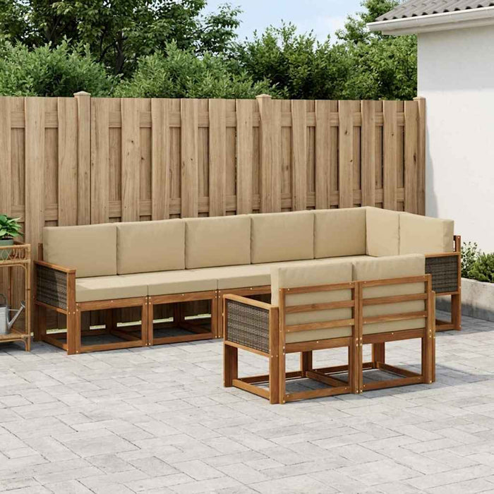 Set de canapele de exterior 8 pcs Natural și Bej Poliester WALTI
