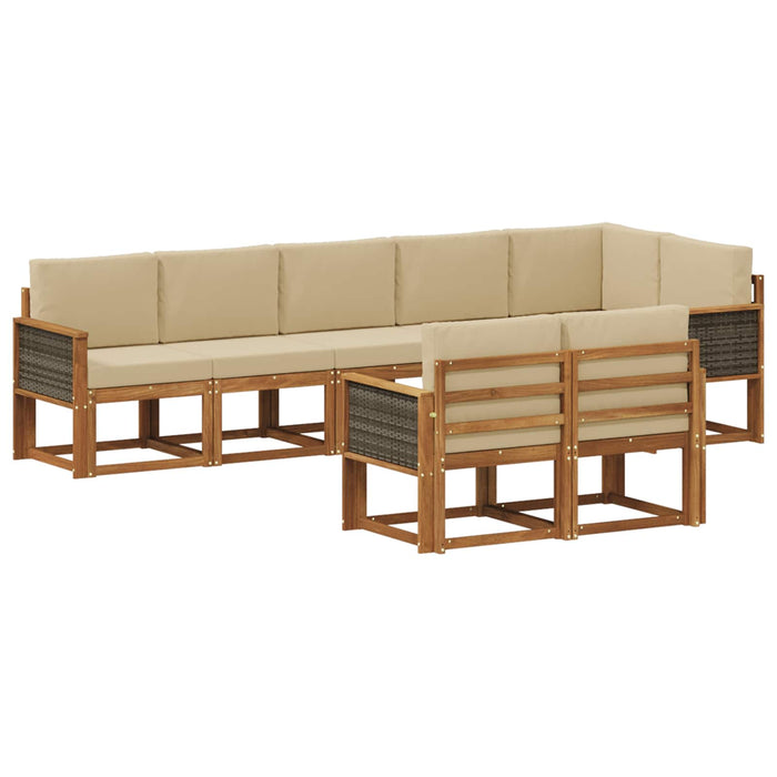 Set de canapele de exterior 8 pcs Natural și Bej Poliester WALTI