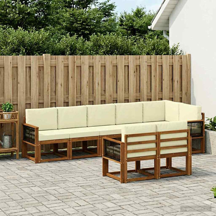 Set de canapele de exterior 8 pcs Natural și Crem Poliester WALTI