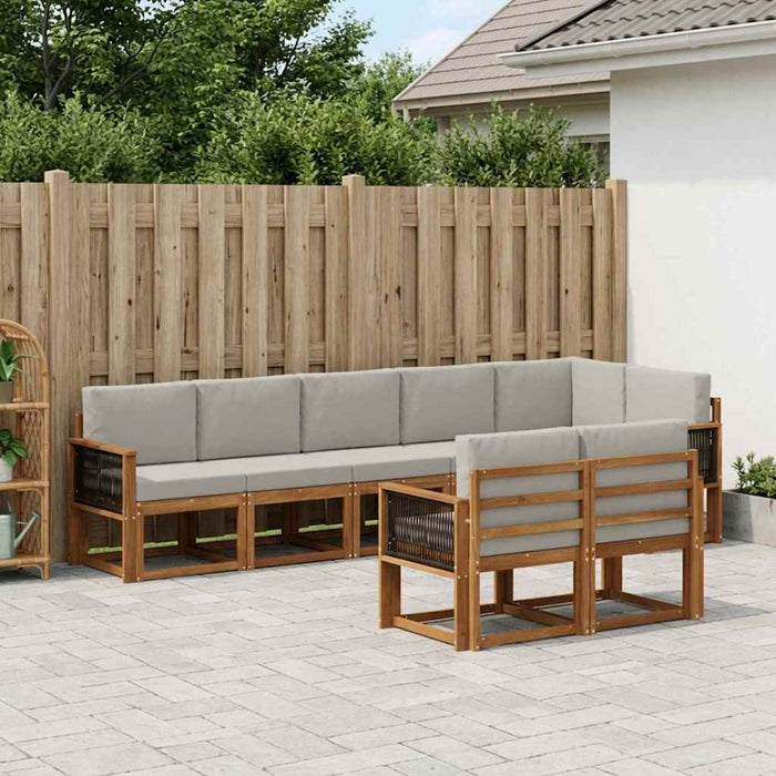 Set de canapele de exterior 8 pcs Natural și gri deschis WALTI