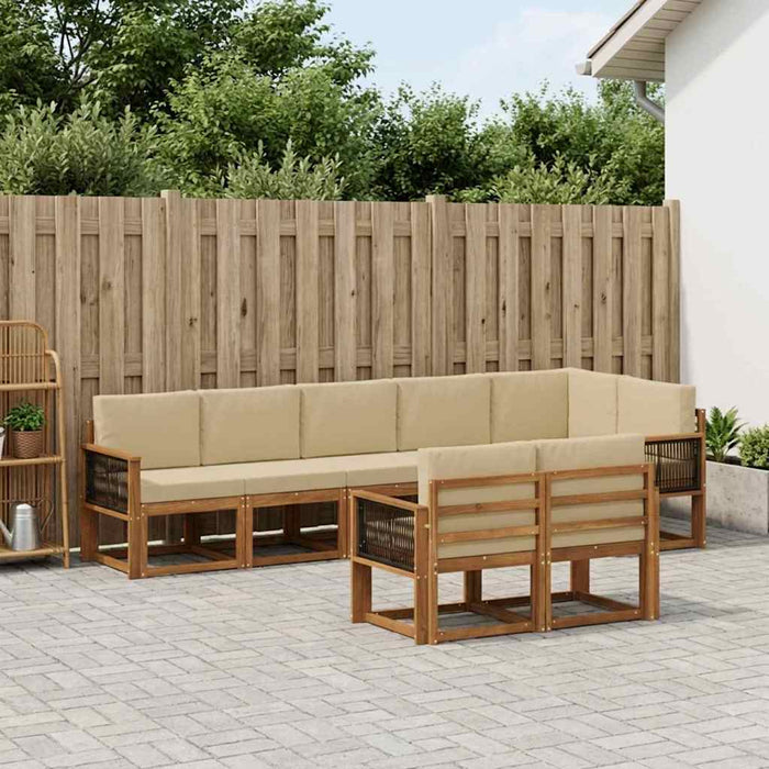 Set de canapele de exterior 8 pcs Natural și Bej Poliester WALTI
