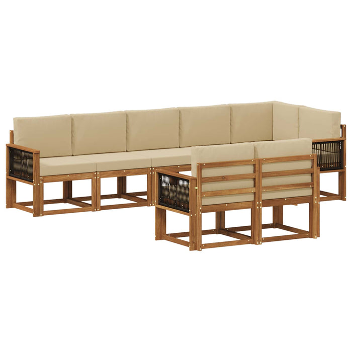 Set de canapele de exterior 8 pcs Natural și Bej Poliester WALTI