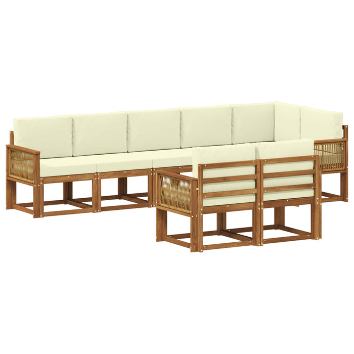 Set de canapele de exterior 8 pcs Natural și Crem Poliester WALTI