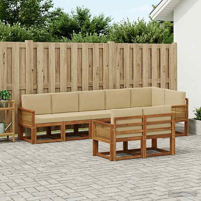 Set de canapele de exterior 8 pcs Natural și Bej Poliester WALTI