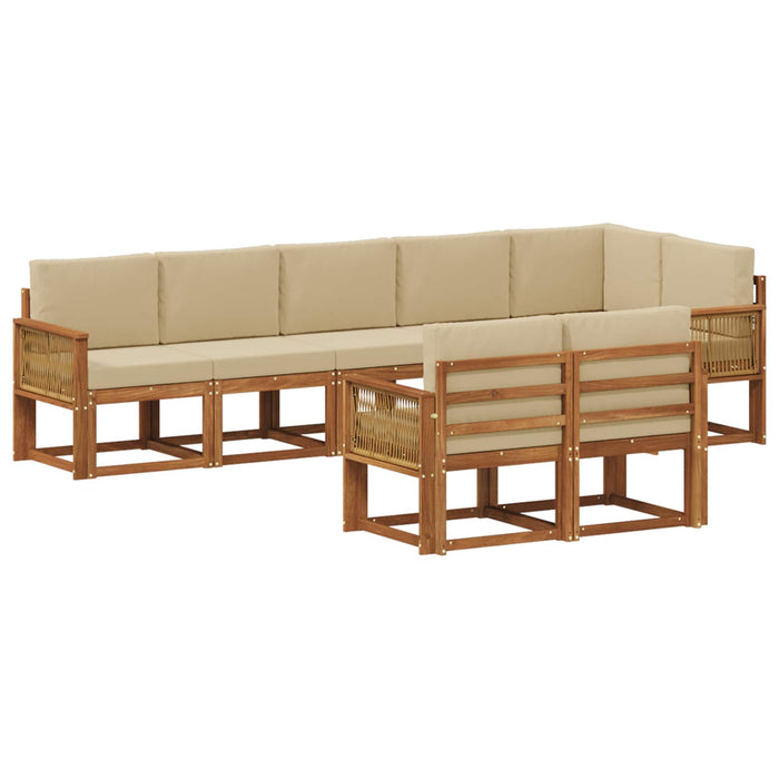 Set de canapele de exterior 8 pcs Natural și Bej Poliester WALTI