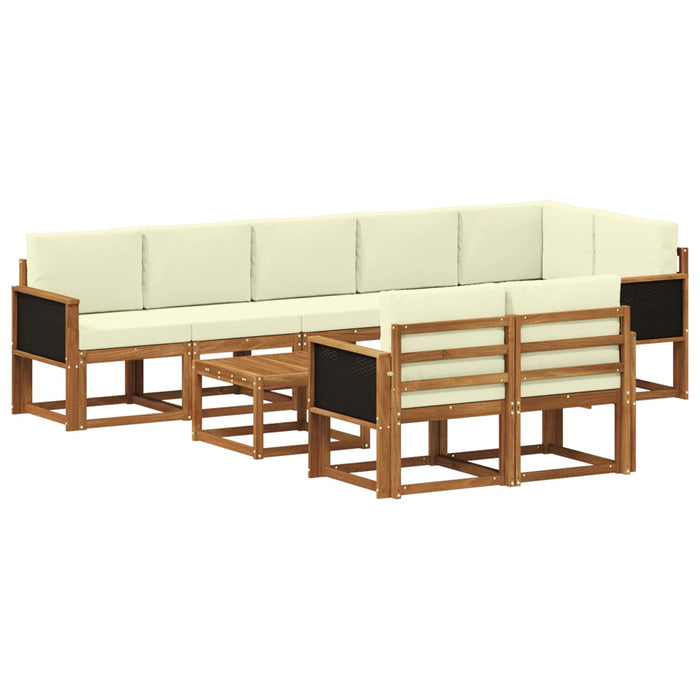 Set de canapele de exterior 9 pcs Natural și Crem Poliester WALTI