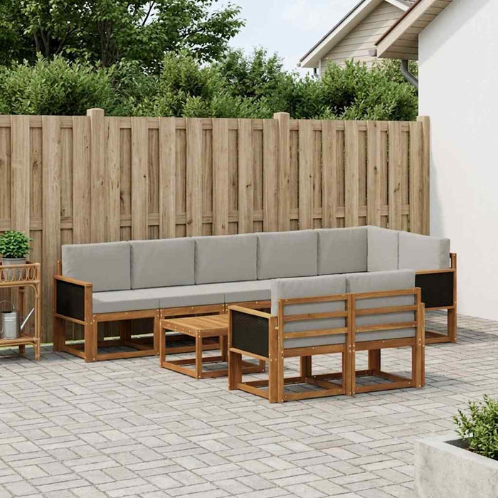 Set de canapele de exterior 9 pcs Natural și gri deschis WALTI
