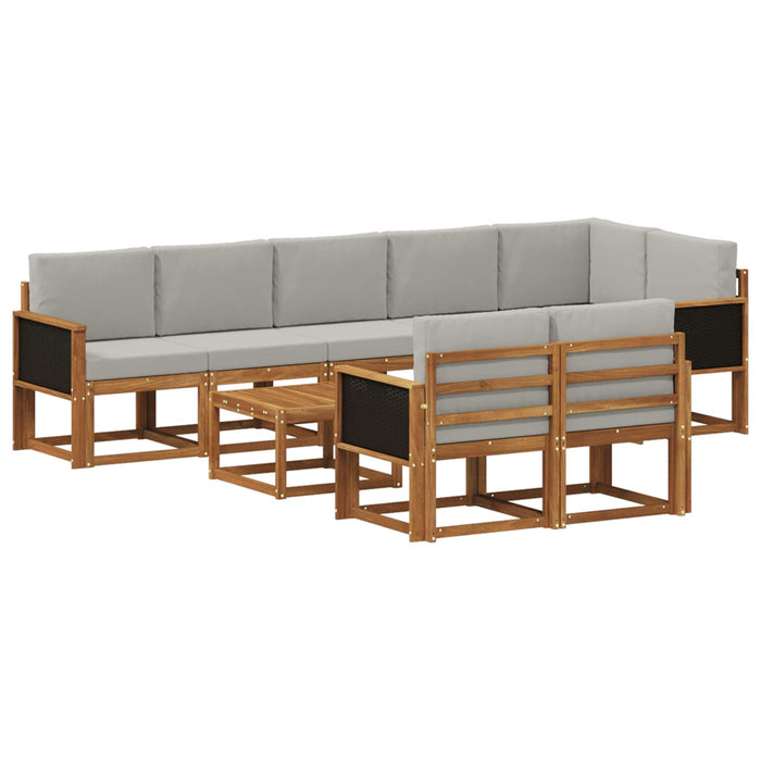 Set de canapele de exterior 9 pcs Natural și gri deschis WALTI