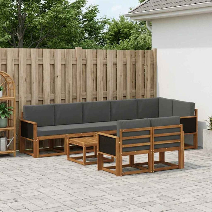 Set de canapele de exterior 9 pcs Natural și Antracit Poliester WALTI