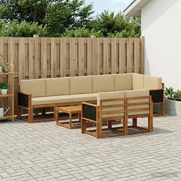 Set de canapele de exterior 9 pcs Natural și Bej Poliester WALTI