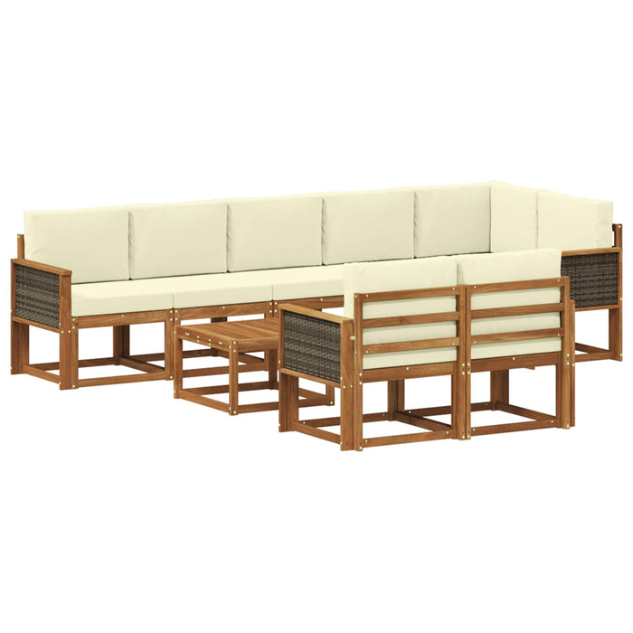 Set de canapele de exterior 9 pcs Natural și Crem Poliester WALTI