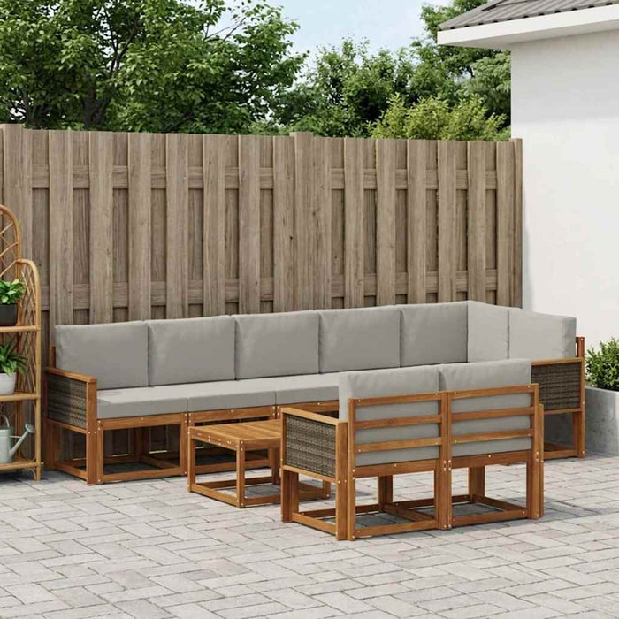 Set de canapele de exterior 9 pcs Natural și gri deschis WALTI
