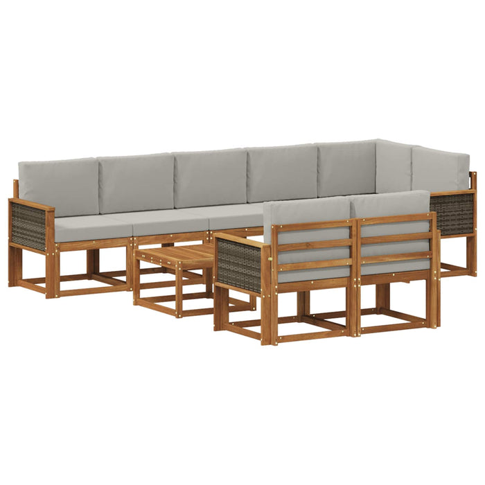Set de canapele de exterior 9 pcs Natural și gri deschis WALTI