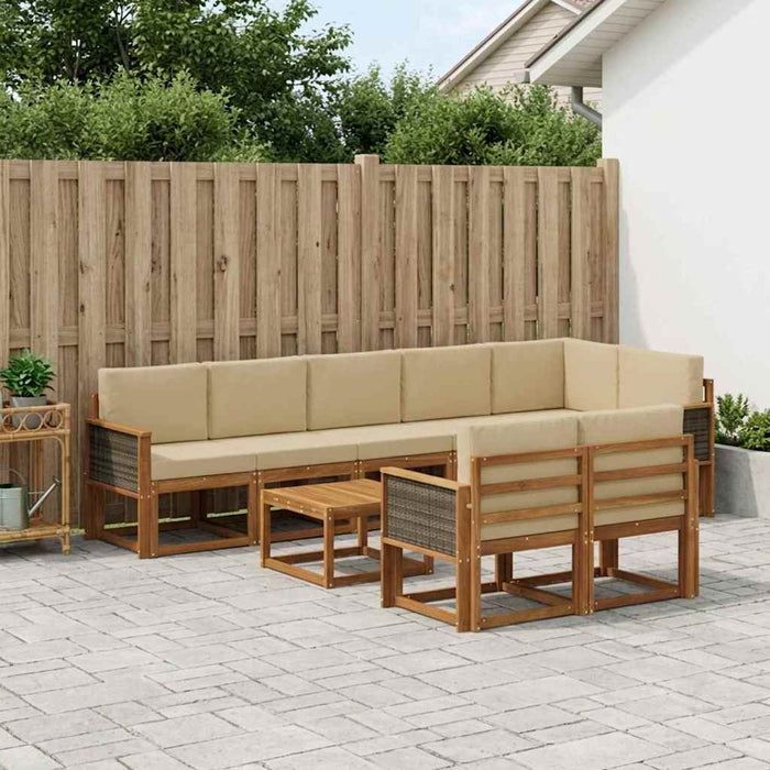 Set de canapele de exterior 9 pcs Natural și Bej Poliester WALTI