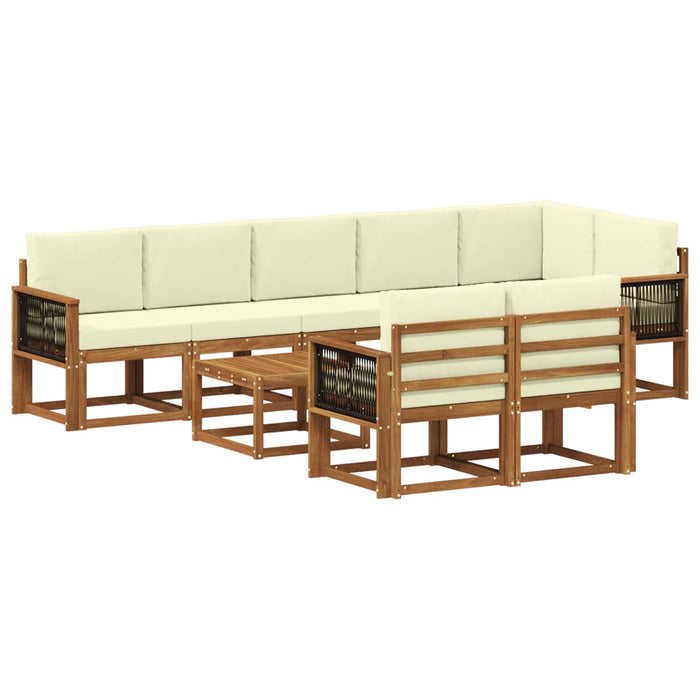 Set de canapele de exterior 9 pcs Natural și Crem Poliester WALTI