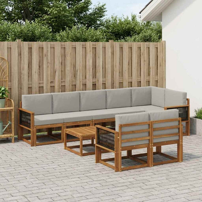 Set de canapele de exterior 9 pcs Natural și gri deschis WALTI