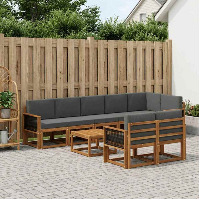 Set de canapele de exterior 9 pcs Natural și Antracit Poliester WALTI