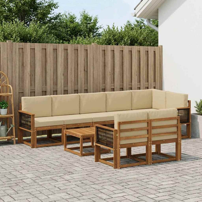 Set de canapele de exterior 9 pcs Natural și Bej Poliester WALTI