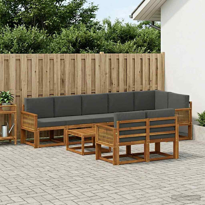 Set de canapele de exterior 9 pcs Natural și Antracit Poliester WALTI