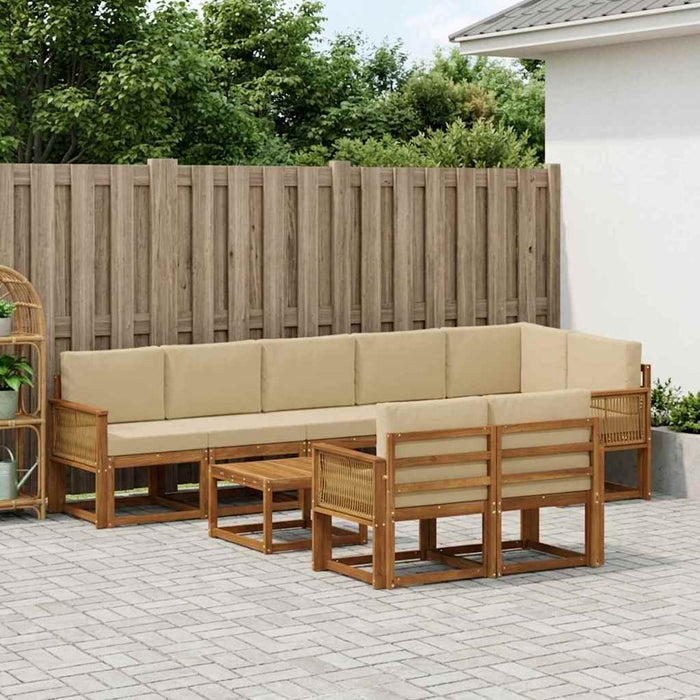 Set de canapele de exterior 9 pcs Natural și Bej Poliester WALTI