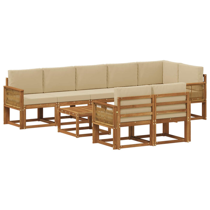 Set de canapele de exterior 9 pcs Natural și Bej Poliester WALTI
