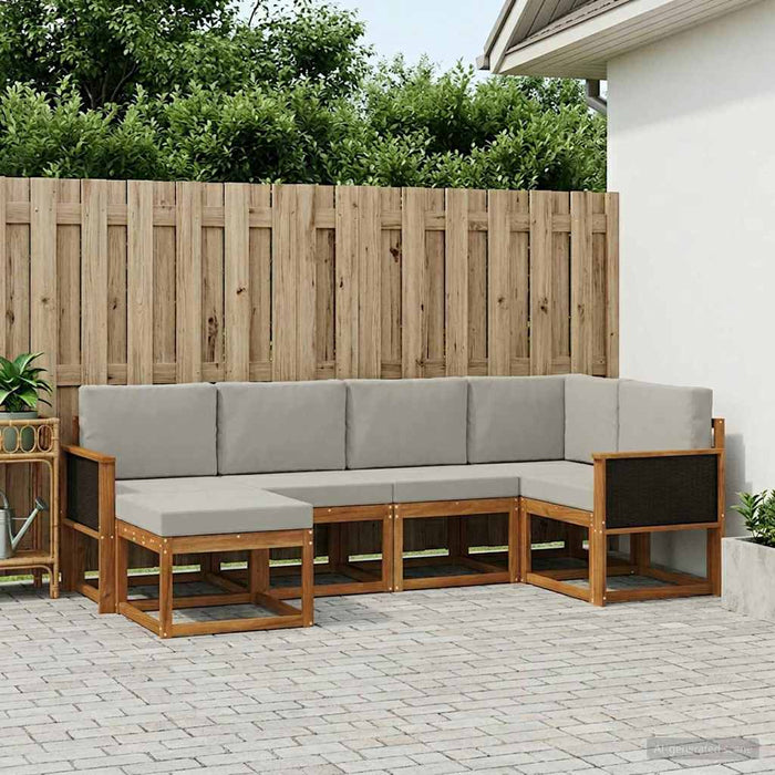 Set de canapele de exterior 6 pcs Natural și gri deschis WALTI