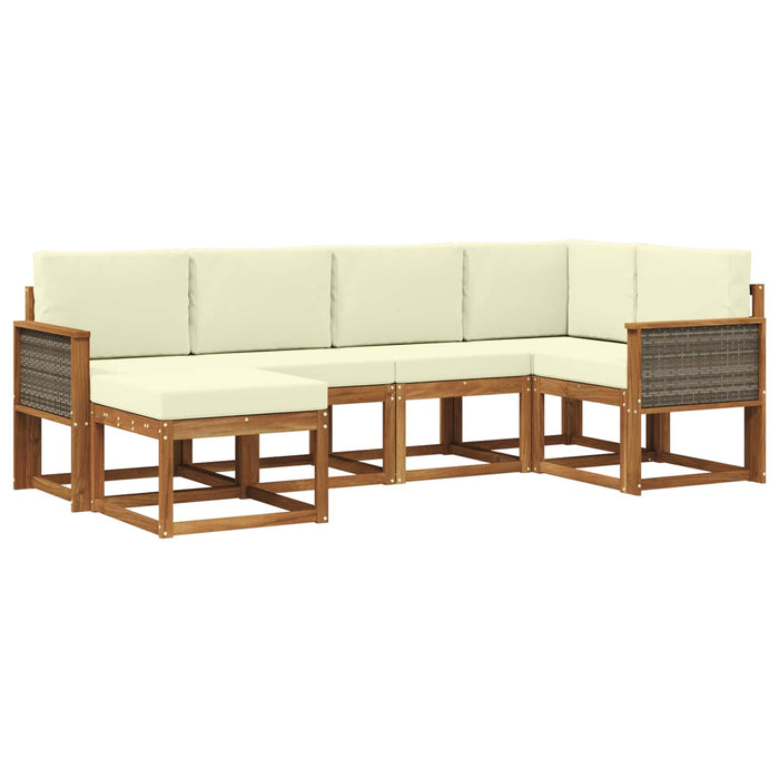 Set de canapele de exterior 6 pcs Natural și Crem Poliester WALTI