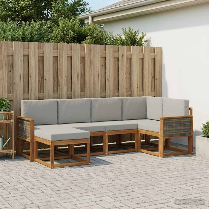 Set de canapele de exterior 6 pcs Natural și gri deschis WALTI