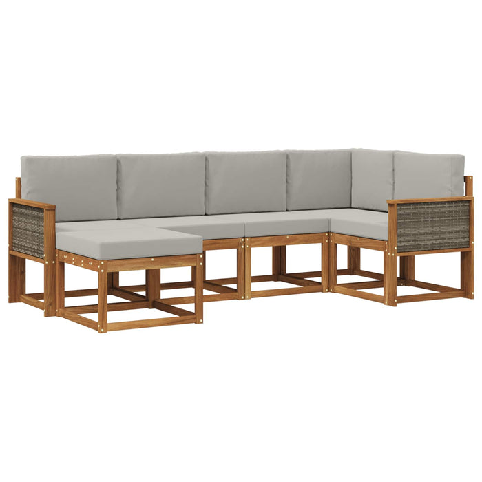 Set de canapele de exterior 6 pcs Natural și gri deschis WALTI