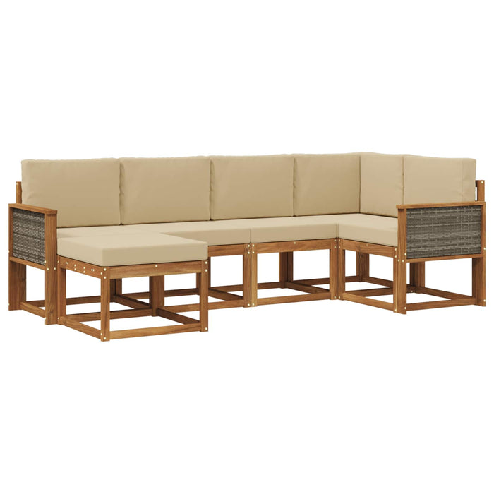 Set de canapele de exterior 6 pcs Natural și Bej Poliester WALTI