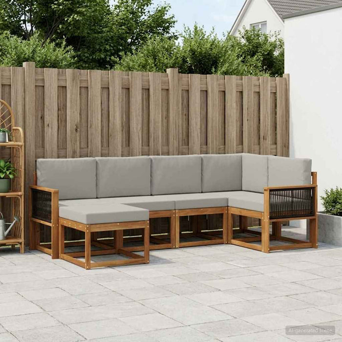 Set de canapele de exterior 6 pcs Natural și gri deschis WALTI