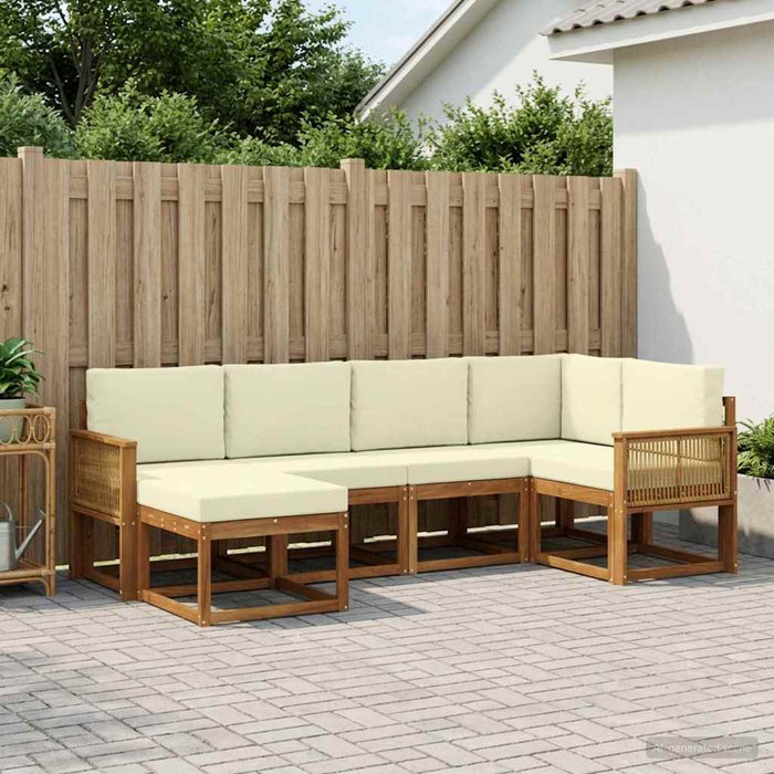 Set de canapele de exterior 6 pcs Natural și Crem Poliester WALTI