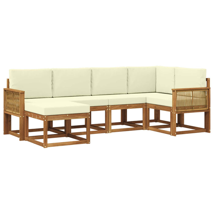 Set de canapele de exterior 6 pcs Natural și Crem Poliester WALTI