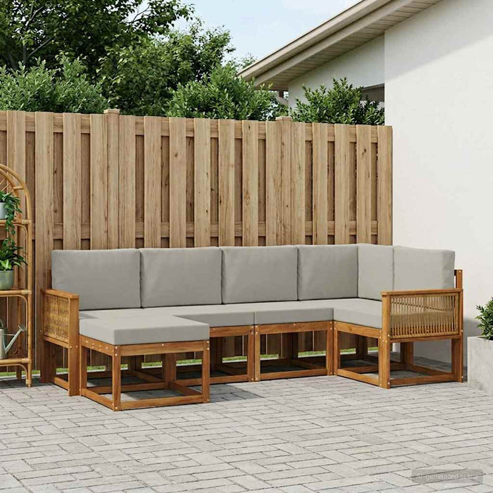 Set de canapele de exterior 6 pcs Natural și gri deschis WALTI