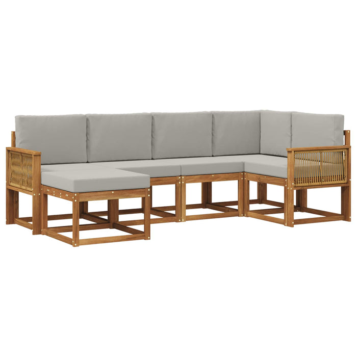 Set de canapele de exterior 6 pcs Natural și gri deschis WALTI