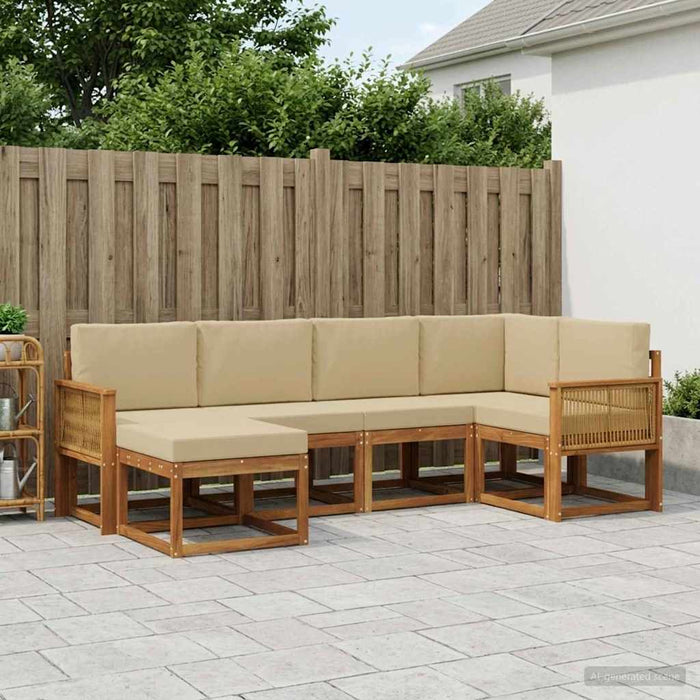 Set de canapele de exterior 6 pcs Natural și Bej Poliester WALTI