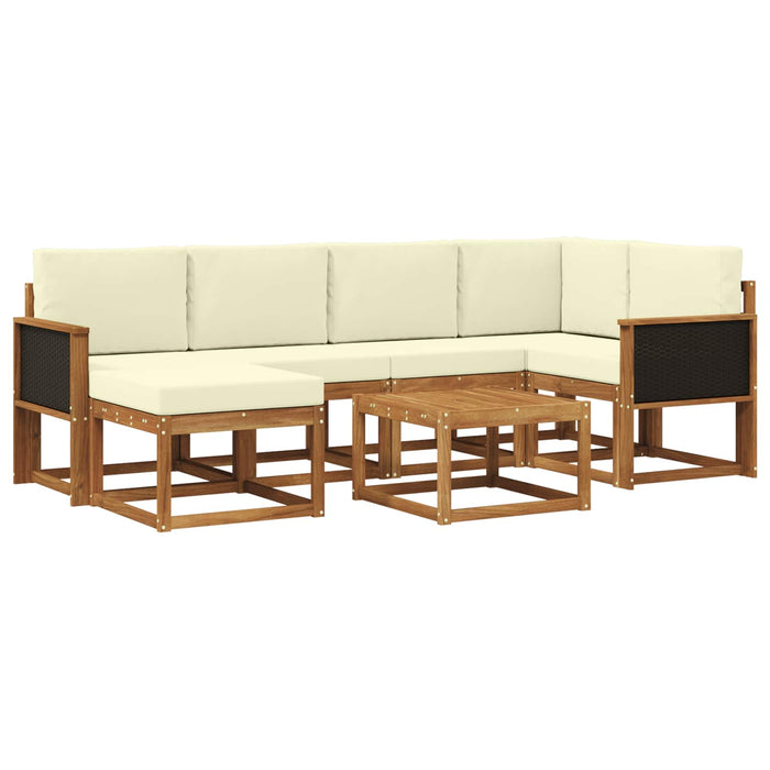 Set de canapele de exterior cu pernă 7 pcs Natural și Crem WALTI