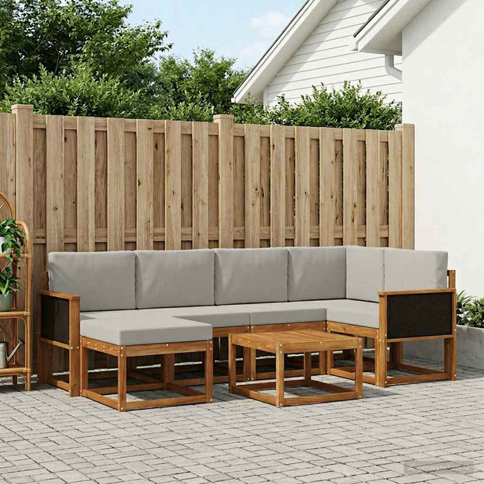 Set de canapele de exterior 7 pcs Natural și gri deschis WALTI