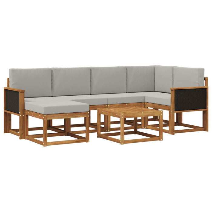 Set de canapele de exterior 7 pcs Natural și gri deschis WALTI
