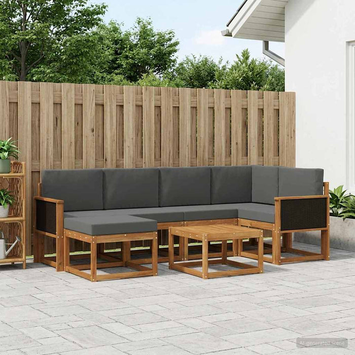 Set de canapele de exterior cu pernă 7 pcs Natural și Antracit WALTI